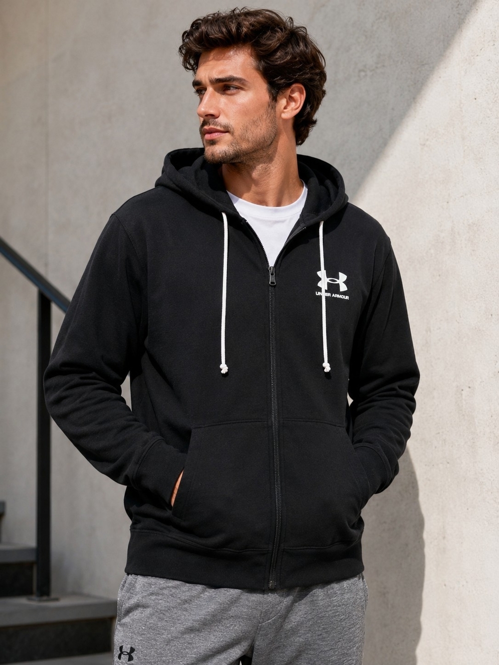 Under Armour Rival Terry Full Zip Hoodie Black Men's M NWT